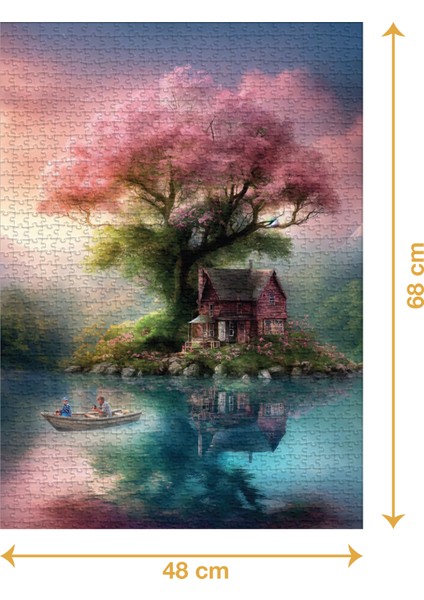Pembe Ağaç - 1000 Parçalı Puzzle - 48 x 68 cm fiyatları