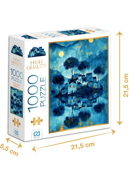 Mavi Evler - 1000 Parçalı Puzzle - 48 x 68 cm