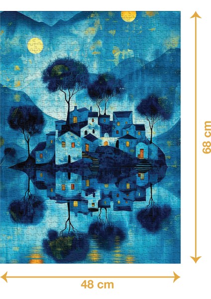 Mavi Evler - 1000 Parçalı Puzzle - 48 x 68 cm fiyatları