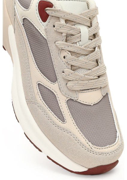 Kadın Bej Bağcıklı Kalın Tabanlı Sneaker 25AFD494014