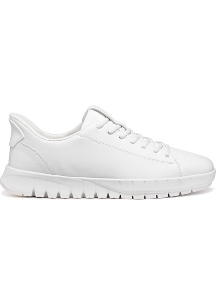 Erkek Beyaz U Flextrıde Plus Bağcıklı Deri Sneaker U56MAA0009BC1000