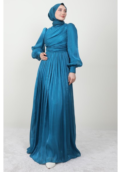 Ipek Tesettür Elbise Petrol modelleri