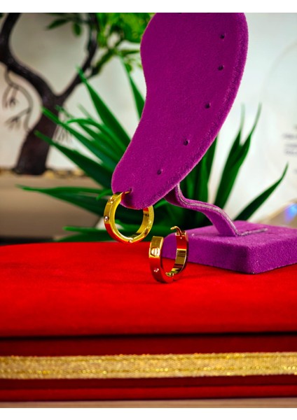 Çelik 22 Ayar Altın Kaplama Renk Atmaz Küpe