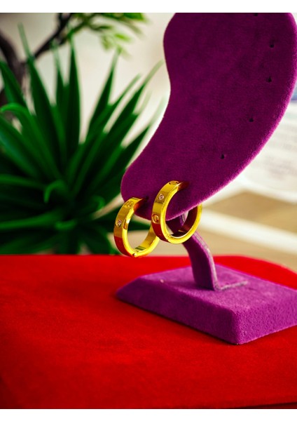 Çelik 22 Ayar Altın Kaplama Renk Atmaz Küpe