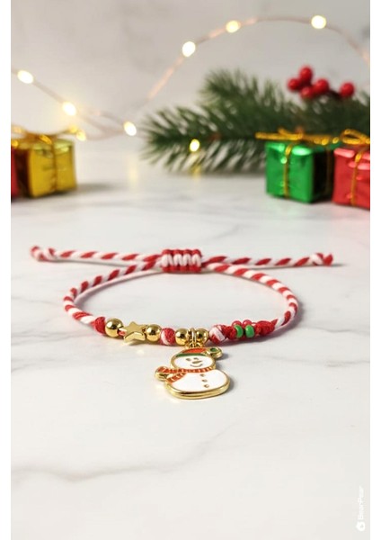 Kardan Adamlı Yılbaşı Bilekliği - Ayarlanabilir Baston Şeker Ipli Şans Bilekliği fiyatları