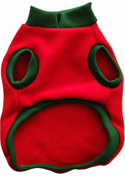 Kedi Köpek Kıyafeti Kırmızı Polar Fıyonk Baskılı Sweatshirt modelleri