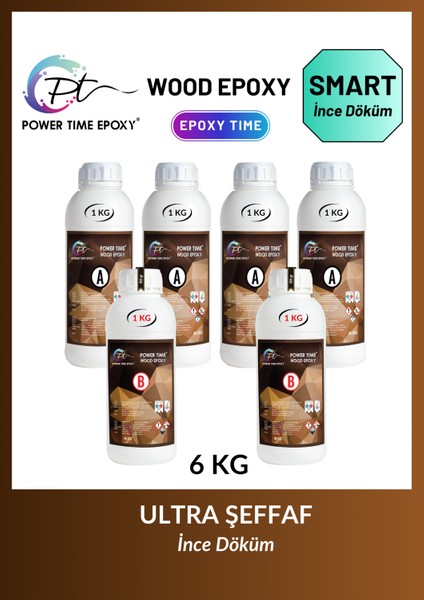 6 kg Wood Epoxy Smart / Ultra Şeffaf ve Parlak Epoksi Reçine Ince Döküm