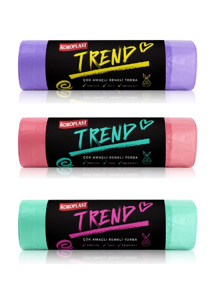 Ekstra Güçlü Renkli Büzgülü Çöp Poşeti Orta 3'lü Paket 10'lu 55x60 cm, Sızdırmaz Dayanıklı, Kolay Bağlama, Çöp Torbası, Ev, Ofis, Restoran