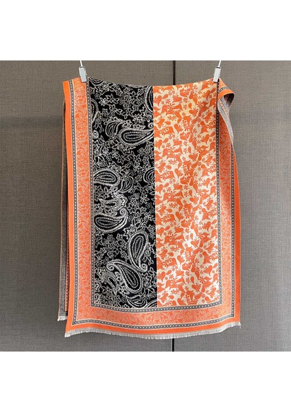 Yeni Sonbahar ve Kış Renk Engelleme Manolya Moda Eşarp Kadın Kış Yüz Mizaç Boyun Soğuk Şal (Yurt Dışından)