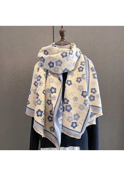 Yeni Sonbahar ve Kış Renk Engelleme Manolya Moda Eşarp Kadın Kış Yüz Mizaç Boyun Soğuk Şal (Yurt Dışından)