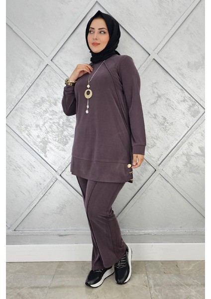 Kadın Kolye Detaylı Nervür Dikim Tesettür Takım modelleri