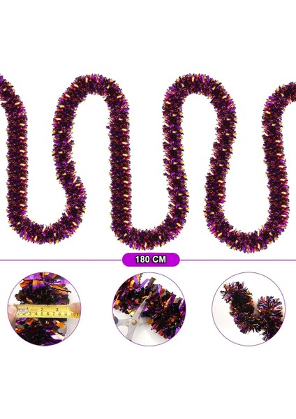 Mor Turuncu Renk 4 cm Genişlik Garland Çift Renk Sim Süs 180 cm fiyatları