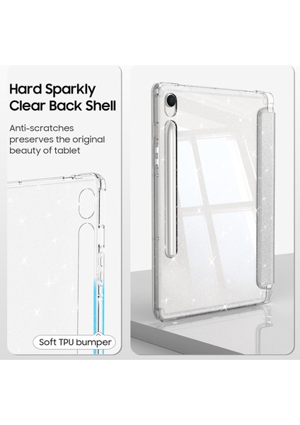 Samsung Galaxy Tab S11 11 Inç 2025 SM-X730/X736B Için Tablet Kılıfı, Kız Çocukları Için Parıltılı Şeffaf Otomatik Uyandırma/uyku Özellikli Tablet Kılıfı (Yurt Dışından) modelleri