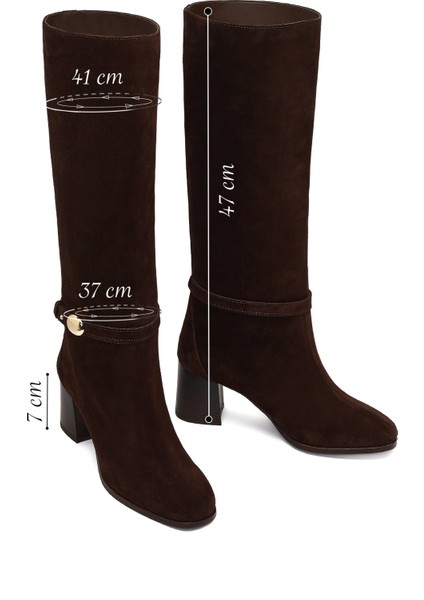 Kadın Kahverengi Tokalı Süet Deri Çizme 25WFD163510 fiyatları