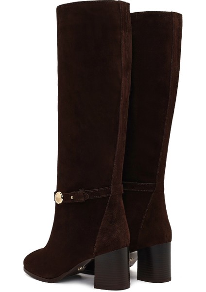 Kadın Kahverengi Tokalı Süet Deri Çizme 25WFD163510