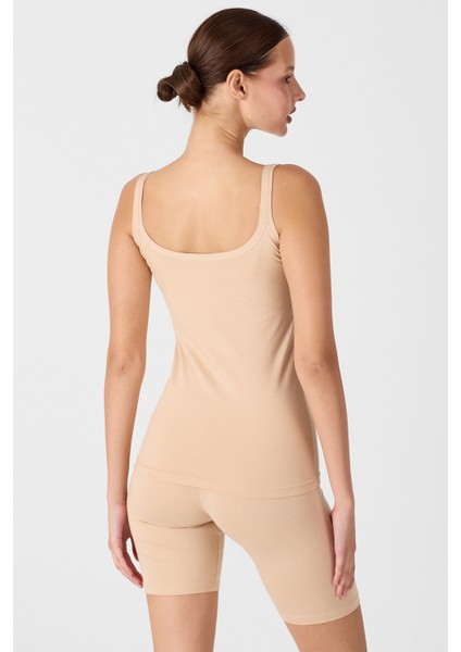 Kadın Ten Rengi 3'lü İnce Askılı Sırtı Açık Modal Atlet 3M1034