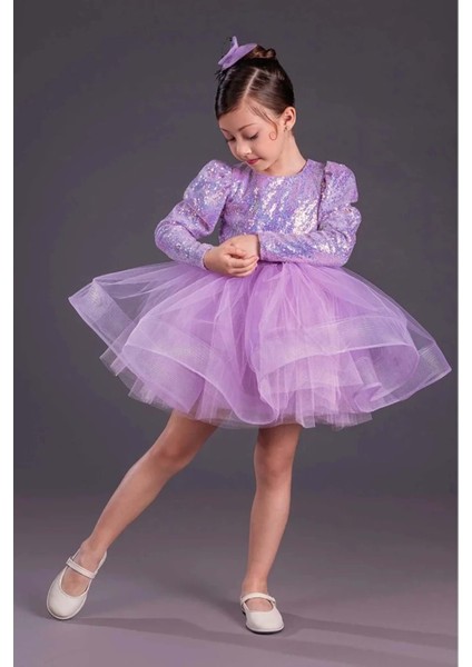 Tütü Gren Etekli Kız Çocuk Pul Payetli Uzun Kol Kikidi Elbise MNK0583 fiyatları