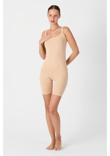 Kadın Siyah Beyaz Ten 3'lü İnce Askılı Sırtı Açık Modal Atlet 3M1034