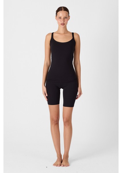 Kadın Siyah Beyaz Ten 3'lü İnce Askılı Sırtı Açık Modal Atlet 3M1034