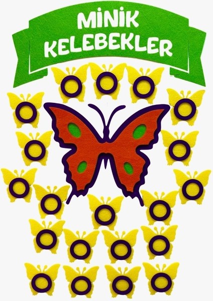 Sınıf Mevcudu Panosu Minik Kelebekler Sınıfı (Keçe Kumaştan Eğitim Materyali)