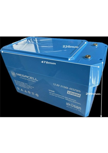12.8V 315AH Lifepo4 Lityum Demir Fosfat Akü (Abs/bluetoothlu)