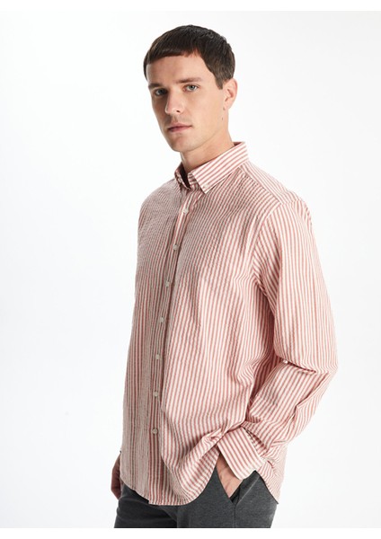 Yeni Sezon Regular Fit Uzun Kollu Çizgili Erkek Gömlek