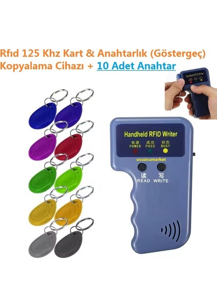 Rfıd 125 Khz Kart & Anahtarlık (Göstergeç) Kopyalama Cihazı + 10 Adet Anahtar