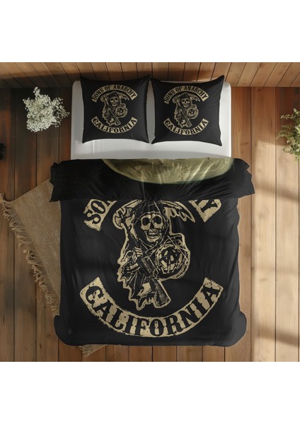 Sons Of Anarchy & Skull Of A Skeleton With Burning Cigarette Nevresim Takımı - 200 cm x 220 cm