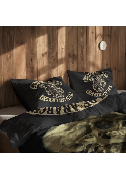 Sons Of Anarchy & Skull Of A Skeleton With Burning Cigarette Nevresim Takımı - 200 cm x 220 cm modelleri