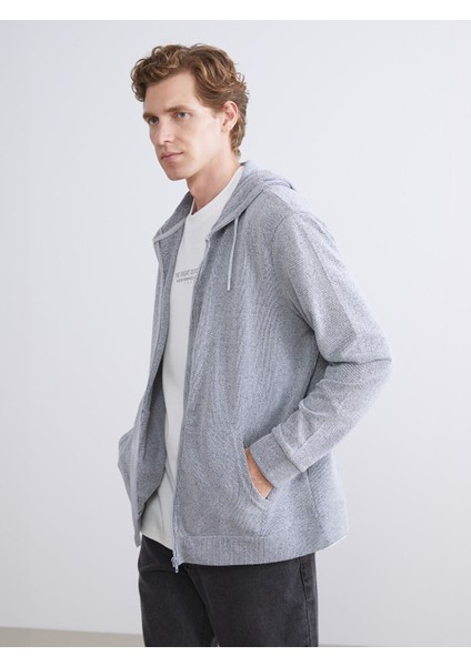 Yeni Sezon Kapüşonlu Uzun Kollu Erkek Fermuarlı Sweatshirt