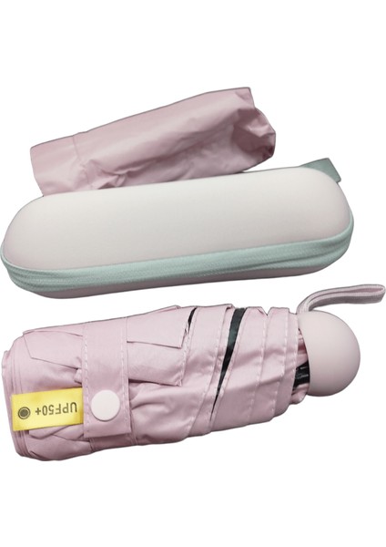 Kapsül Küçük Mini Şemsiye,seyahat Güneş Yağmur Şemsiyesi Kılıflı ve Kutulu Hafif Model