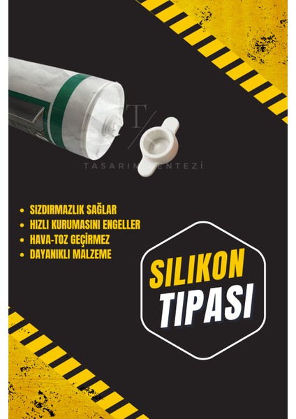 3'lü Silikon Tıpası Sızdırmazlık Mastik Tüp Conta Koruyucu Kapak Beyaz