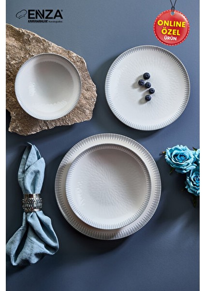 Rüya Porselen Yemek Takımı 24 Parça 6 Kişilik Zarif Beyaz Tasarım fiyatları