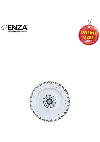 Filiz Porselen Yemek Takımı 24 Parça 6 Kişilik Çiçek Desenli Beyaz Renk