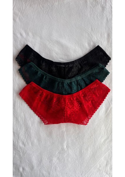 Kadın Iç Çamaşırı Brazillian Stil Dantelli Lace Set Kadın Şık ve Rahat Tanga Külot 3'lü Set indirimleri