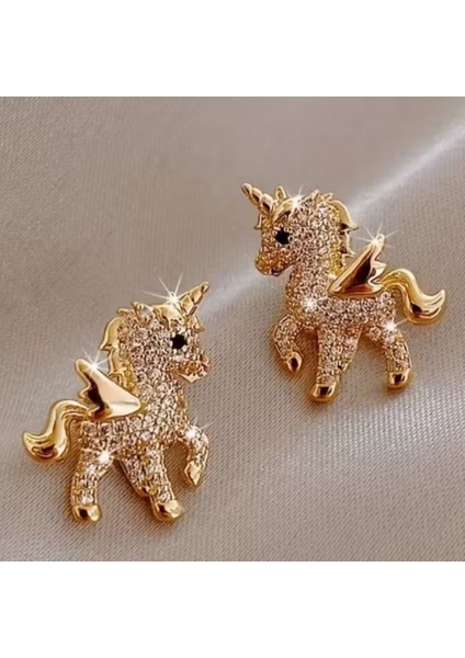 Unicorn Küpeler, Gold, Şık, Gözalıcı