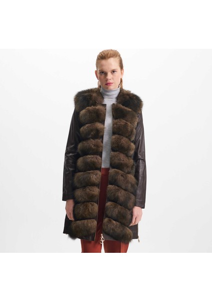 Kahve Kürk-Deri Kadın Kürk Kaban - K23KKM320382-S1S indirimleri