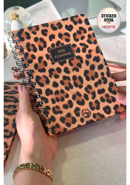 2026 Haftalık Ajanda Spiralli A5 12 Aylık Leopard