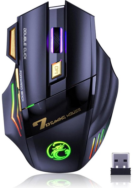 Imce Gwx7 Kablosuz Şarjlı Rgb Gaming Mouse Sessiz Tık Oyun Faresi 3200DPI 7 Tuş