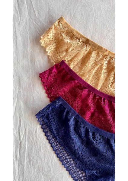 Kadın Iç Çamaşırı Brazillian Stil Dantelli Lace Set Kadın Şık ve Rahat Tanga Külot 3'lü Set modelleri