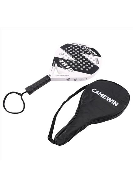 Handwin Padel Raket Plajı Tenis Karbon Fiber ve Eva Pürüzsüz Yüzey Dayanıklı Güç Lite Kürek Topu Raket Beyaz (Yurt Dışından)