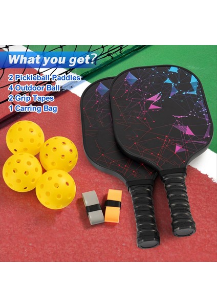 Pickleball Kürek 2 Pickleball Kürek 4 Pickleball Topu 1 Taşınabilir Taşıma Çantası ile Fiberglas Pickleball Seti (Yurt Dışından) indirimleri