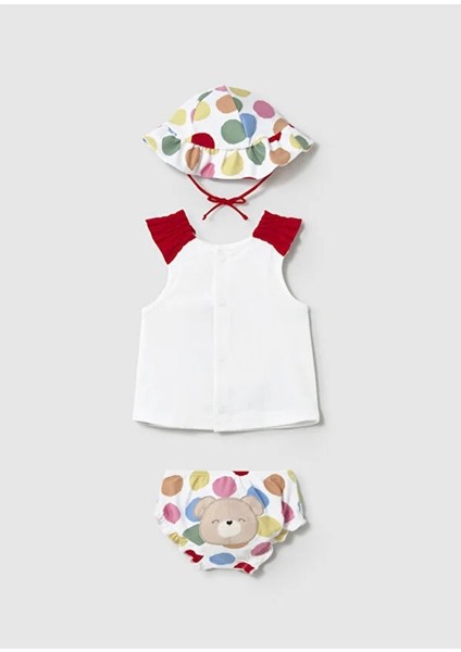 Kız Bebek Mayo Şapka Tişört 3 Lü Set 1668 modelleri