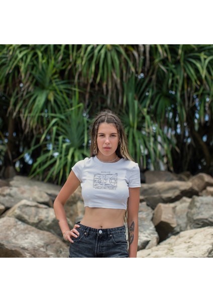 Basketball Court Crop Tişört - Ekru fiyatları