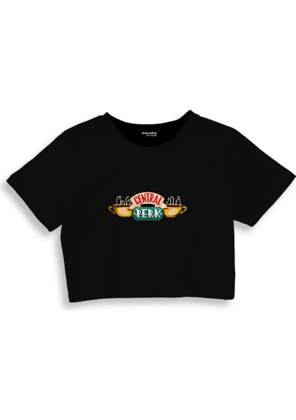 Central Perk / Friends Crop Tişört - Siyah