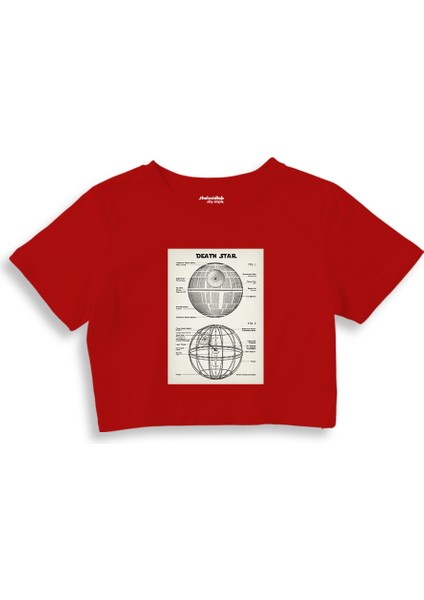 Death Star Crop Tişört - Kırmızı