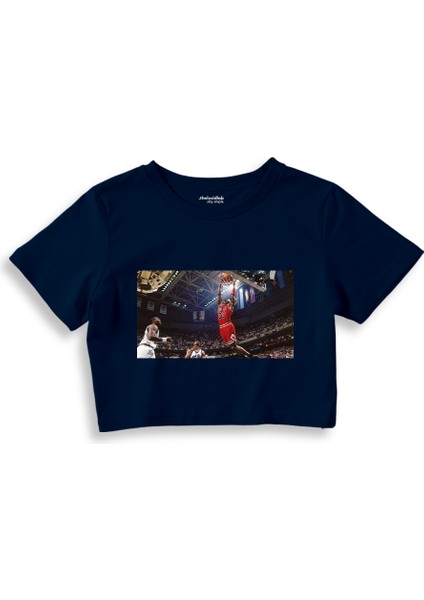 Michael Jordan Chicago Bulls 1997 Crop Tişört - Lacivert