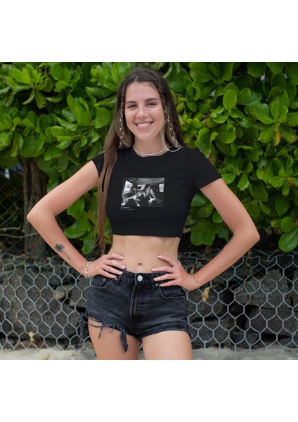 LED Zeppelin Limo Los Angeles 1971 Crop Tişört - Siyah fiyatları