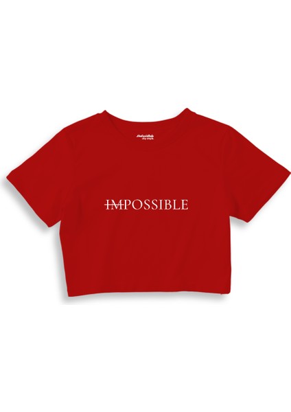 Impossıble Crop Tişört - Kırmızı