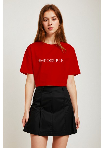 Impossıble Crop Tişört - Kırmızı fiyatları